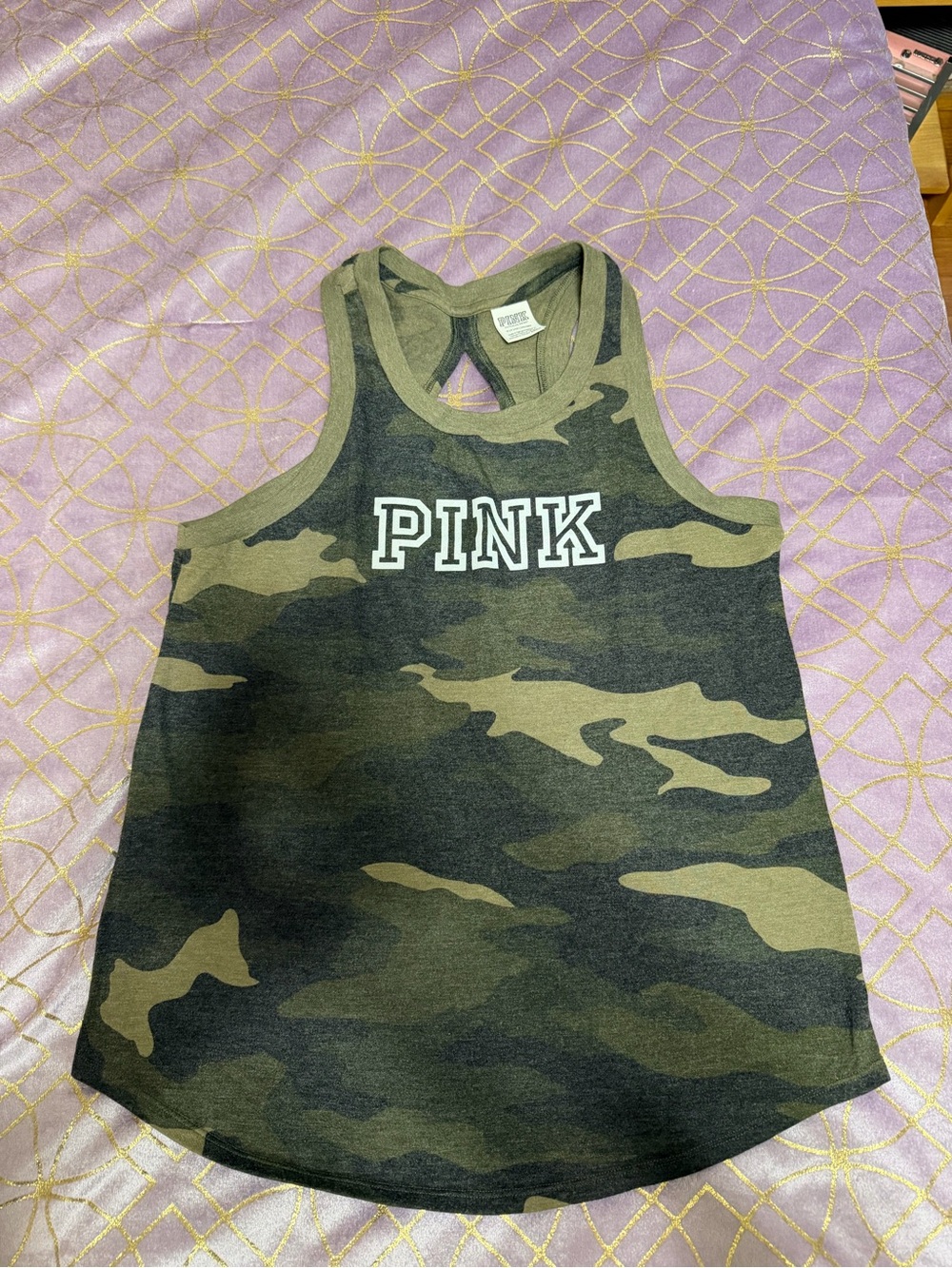 💥 WOMENS PINK Victoria's Secret Green Camo Tank Top